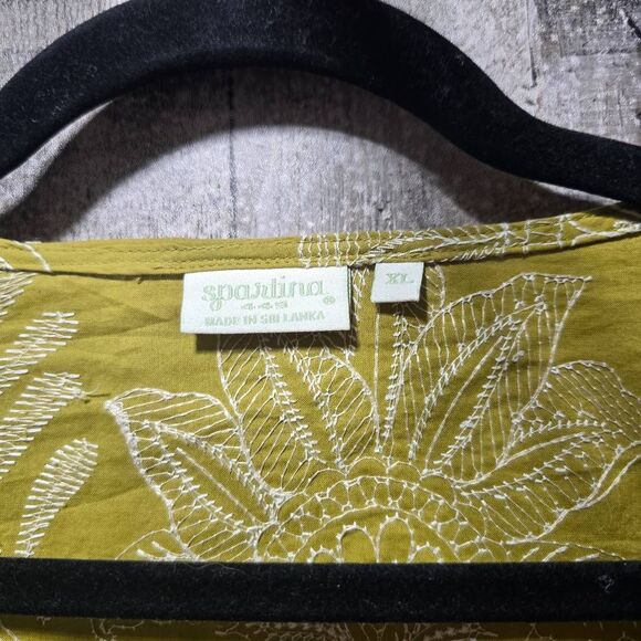 Spartina 449 Loretta Blouse Calm Waters Schiffli Green Top - Picture 5 of 6